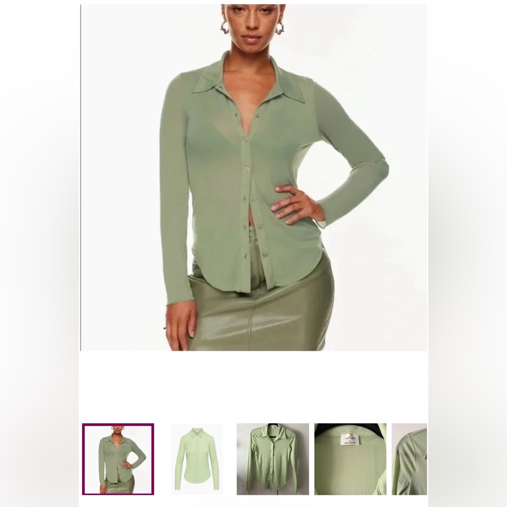 Aritzia Sage Green Button-Up Top